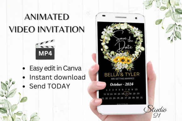 Animated Save the Date W279B: Your Modern Digital Wedding Invitation