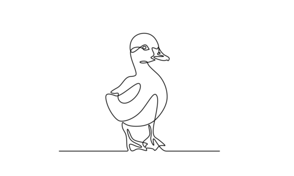 Baby Duck Elegance: Single-Line Art Animation