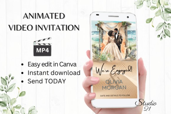 Beach Engagement Announcement W1800B: A Modern Serif for Stylish Invitations