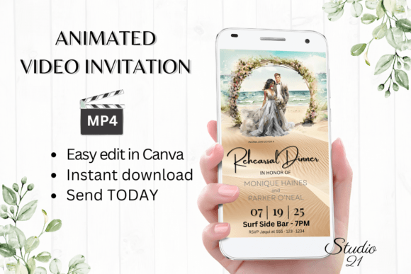 Beach Rehearsal Dinner Invite W7805: Effortless Coastal Elegance