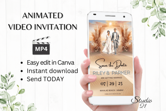 Beach Save the Date Invite W2809: A Modern Digital Template