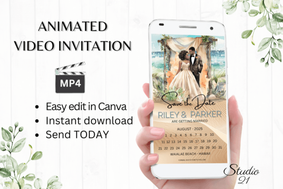 Beach Wedding Save the Date W2800B: Your Fast-Track to a Stunning Digital Invite