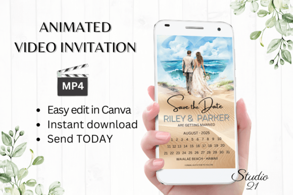Beach Wedding Save the Date W2802B: Your Digital Evite Template