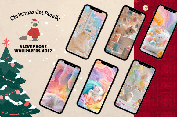 Christmas Cat Live Wallpaper Bundle V.2: Cozy Holiday Vibes