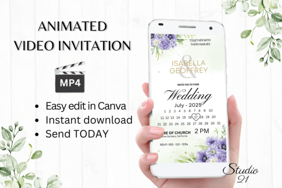 Instant Elegance: Mastering the Purple Wedding Invitation W8510B