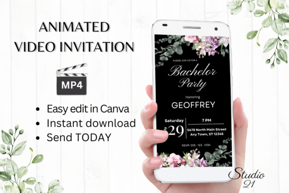 Orchids Bachelor Party Invite W5453: Instant Digital Style
