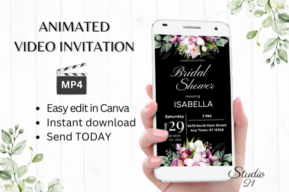 Orchids Bridal Shower Invite W4459: Effortless Digital Elegance