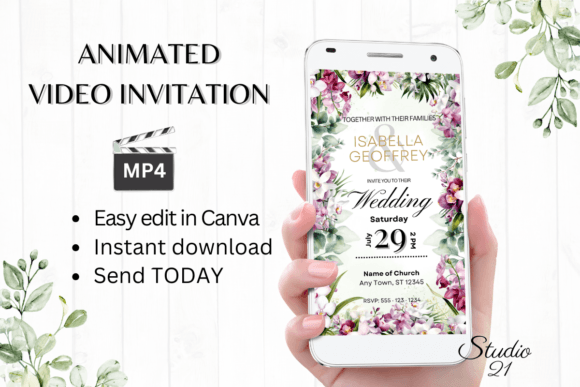 Orchids Wedding Invitation W8450: A Modern Digital Template