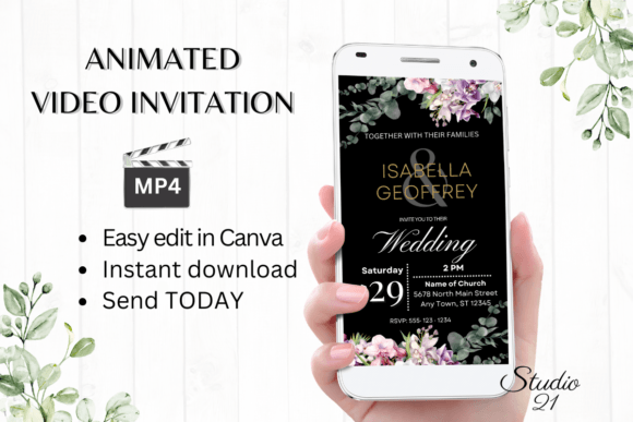 Orchids Wedding Invitation W8453: A Modern Evite Template