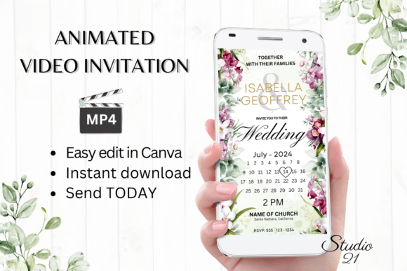 Orchids Wedding Invitation W8454B: Your Digital Evite Template