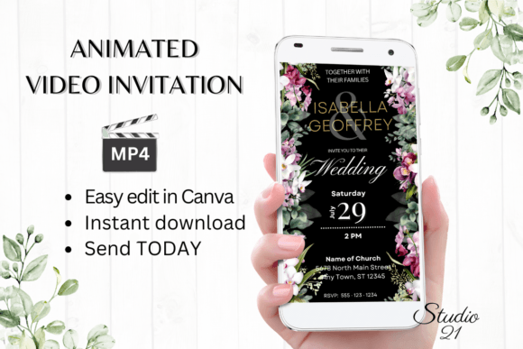 Orchids Wedding Invitation W8455: A Modern Template for Your Digital Evite