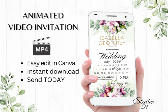 Orchids Wedding Invitation W8458B: Your Instant Digital Evite