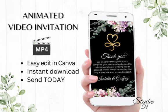 Orchids Wedding Thank You W9453TU: A Modern Script for Digital Invitations