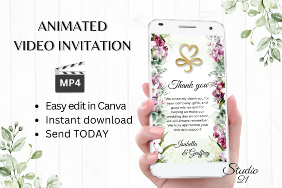 Orchids Wedding Thank You W9454TU: Elegant Script for Lasting Gratitude