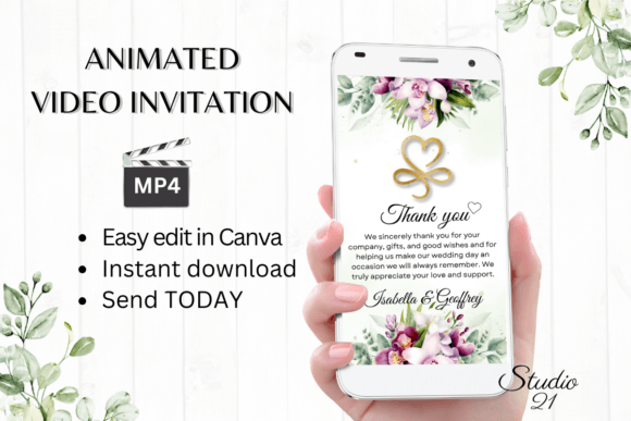 Orchids Wedding Thank You W9458TU: Crafting Digital Moments of Gratitude