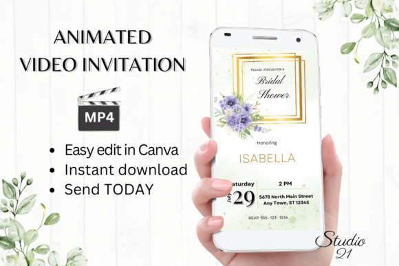Purple Bridal Shower Invite W4512: A Modern Script for Digital Celebrations
