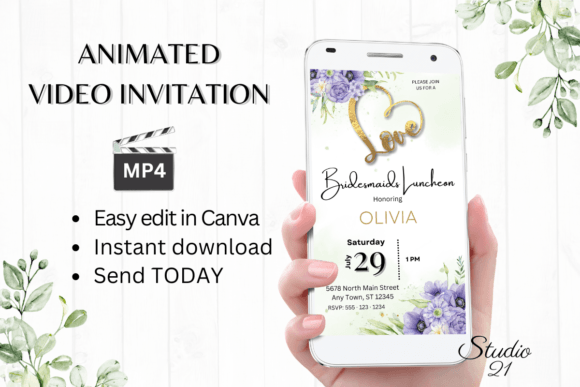 Purple Bridesmaid Luncheon W4510BL: A Digital Invitation Template for Modern Celebrations
