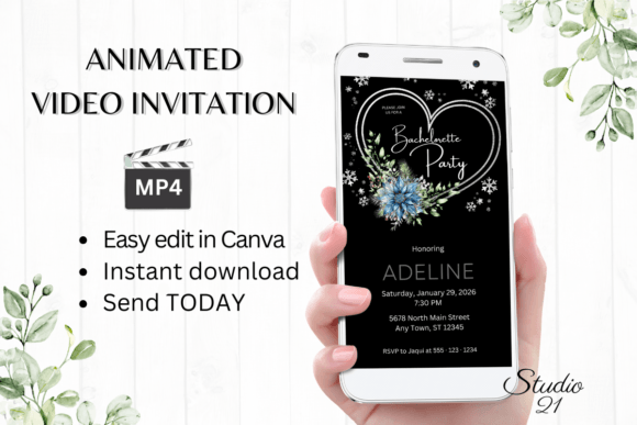 Winter Bachelorette Party Evite W6259: A Modern Design Asset